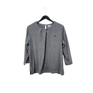 Lands' End Chase Stylish Business Apparel Gray 3/4 Sleeve Top